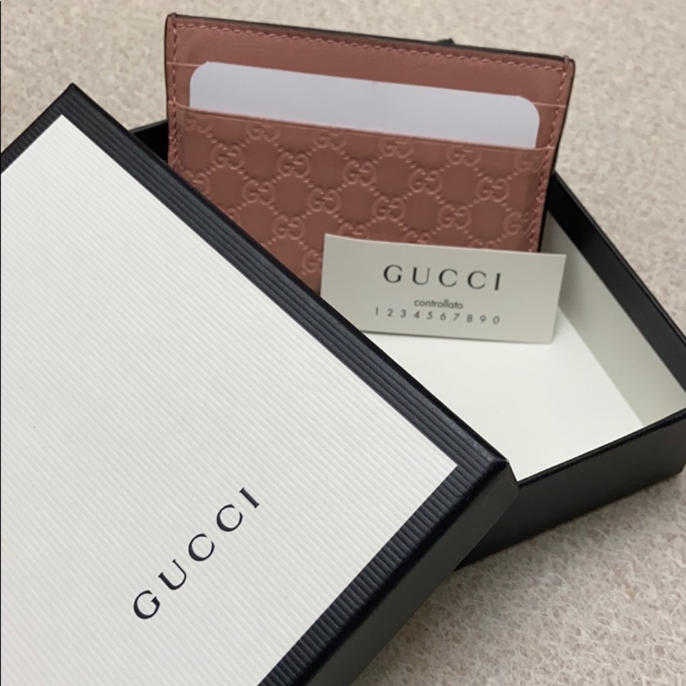 Gucci Micro Guccissima Logo Card Holder - Pink